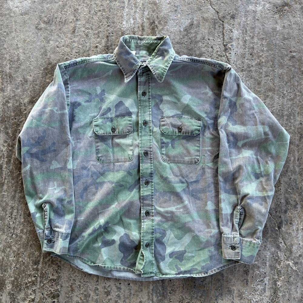 Vintage Five Brother Camo Button Up Long Sleeve Shirt 90s Men's Large Outdoors